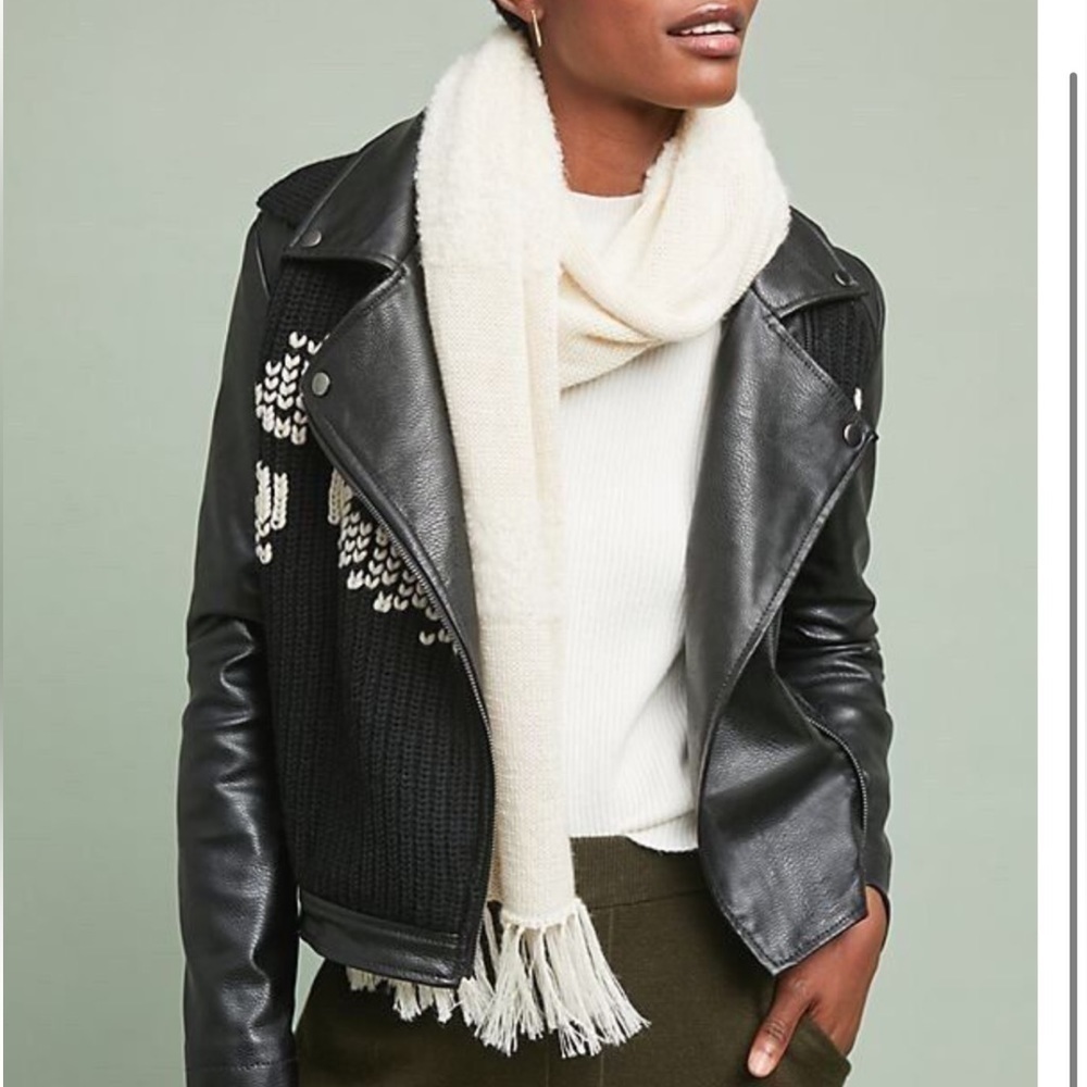 NEW Anthropologie jacket womens XS(4) mixed texture knit biker motto jacket